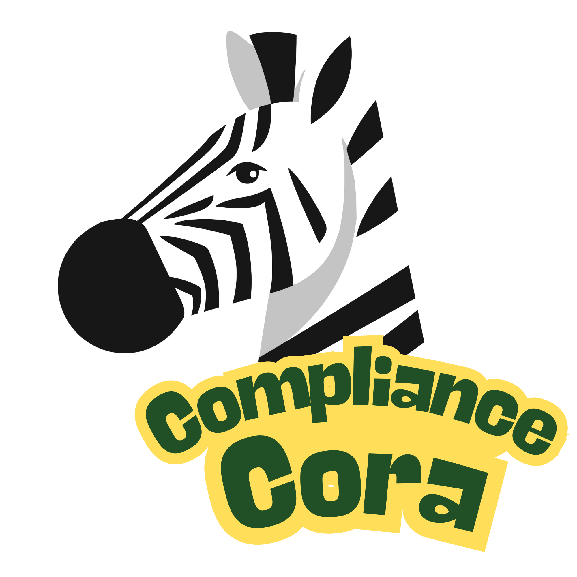 Compliance Cora logo: a cartoon zebra above the words Compliance Cora
